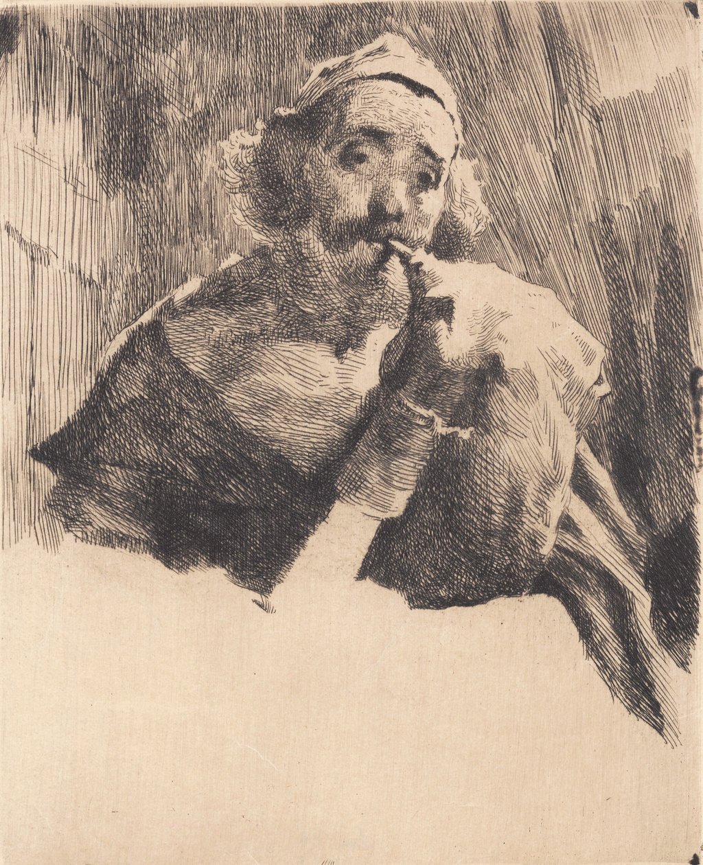 Vieux berger jouant de la cornemuse - Frans Schwartz