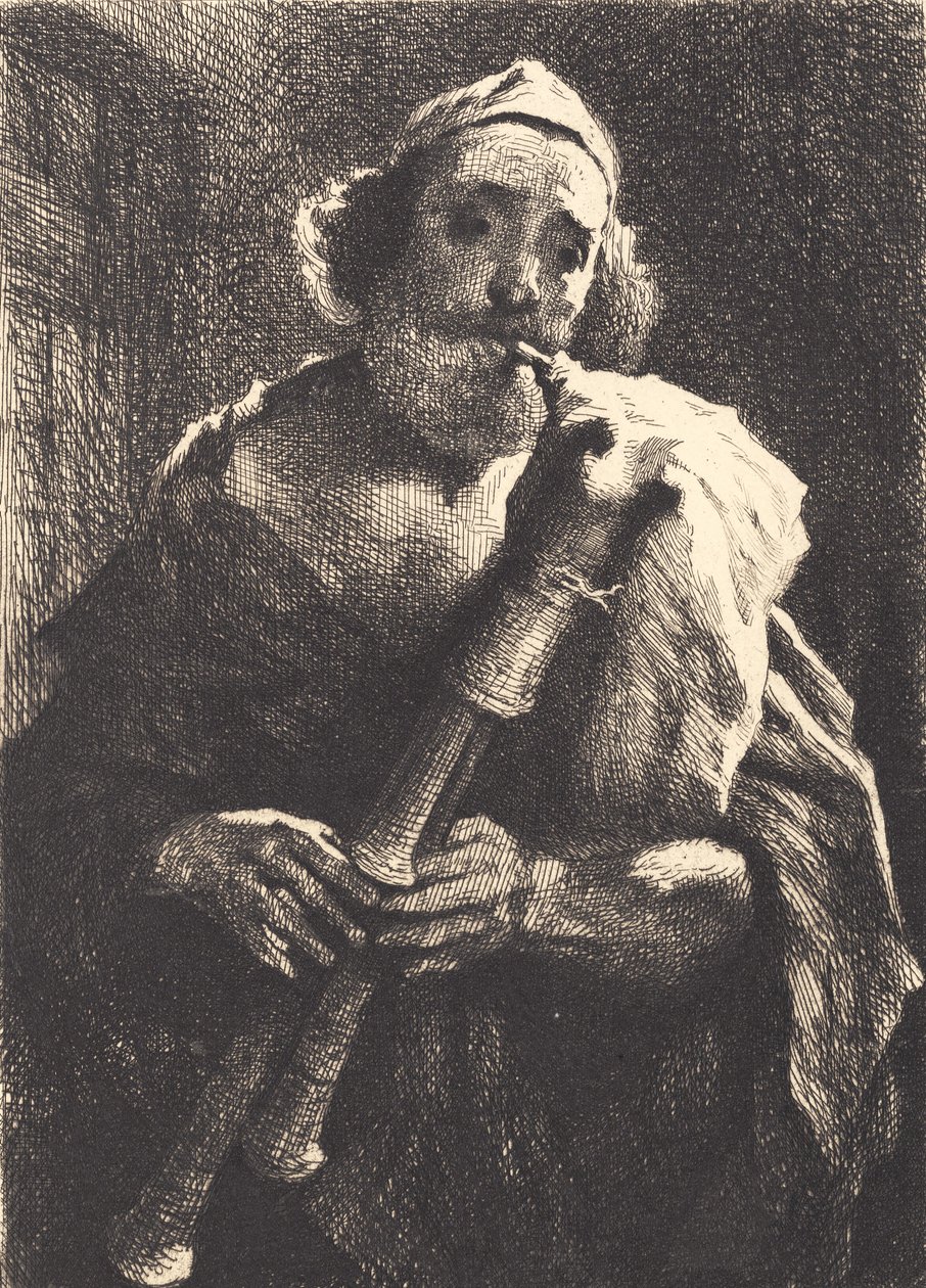 Vieux berger jouant de la cornemuse - Frans Schwartz