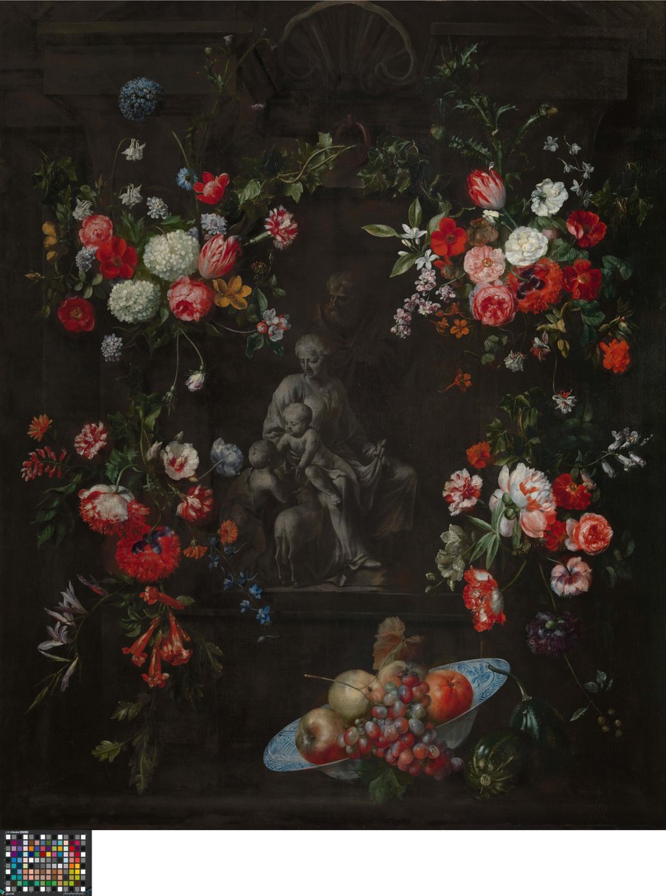 Couronne de fleurs avec la Sainte Famille - Frans Ykens