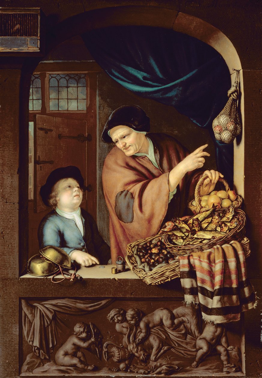 Le vendeur de châtaignes et de harengs, 1722 - Frans van Mieris