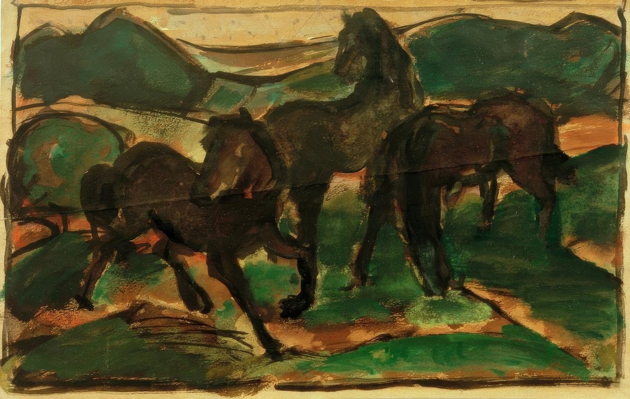Chevaux dans le pré I - Franz Marc