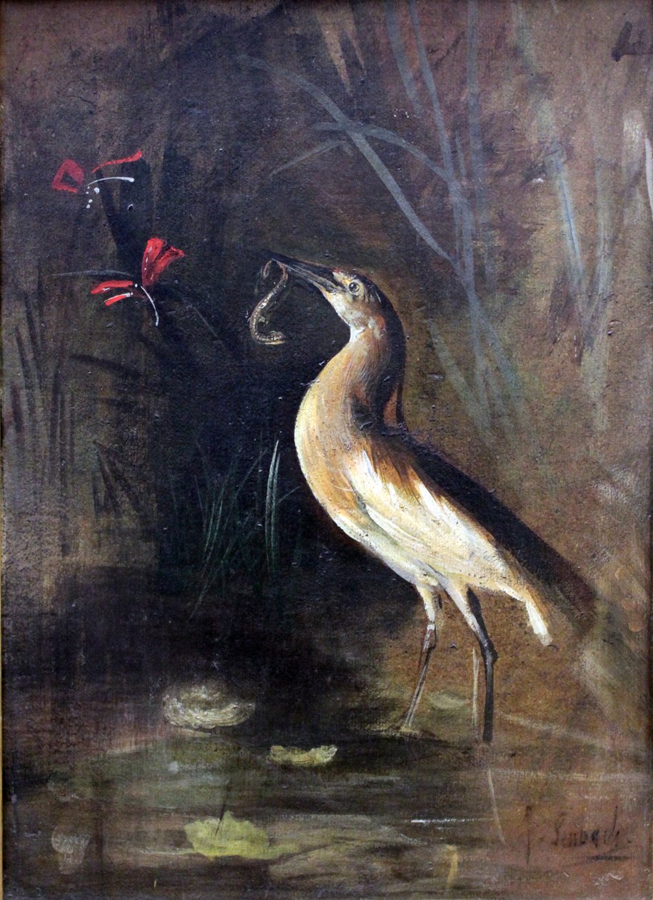Héron et salamandre - Franz Seraph von Lenbach