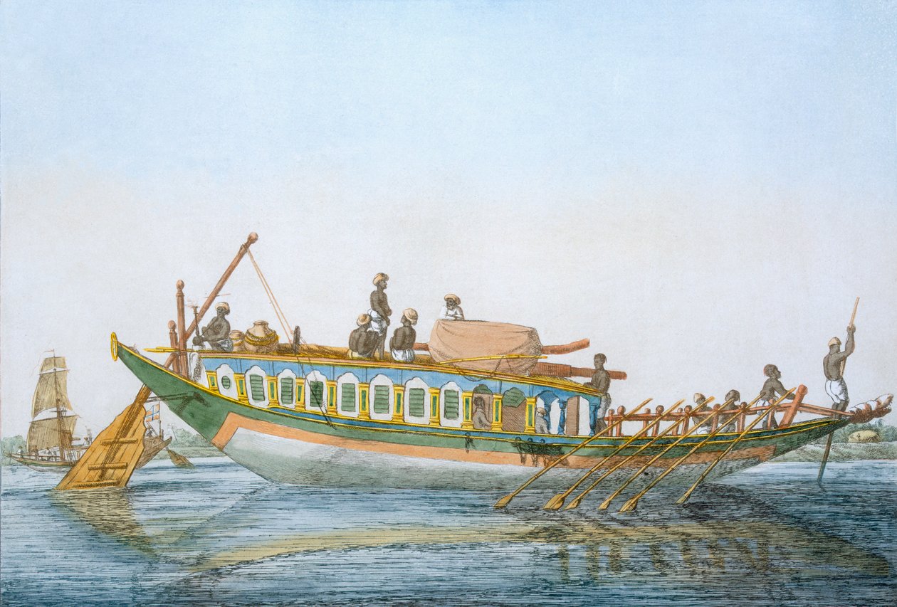 Badjera, un bateau fluvial avec une grande pagaie gouvernail, de 