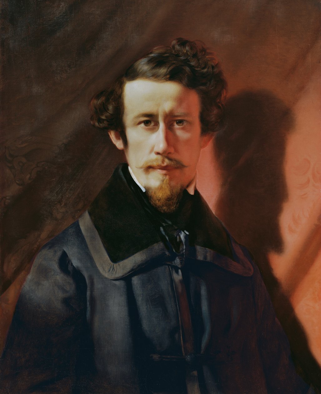 Autoportrait sur fond rouge - Franz Eybl