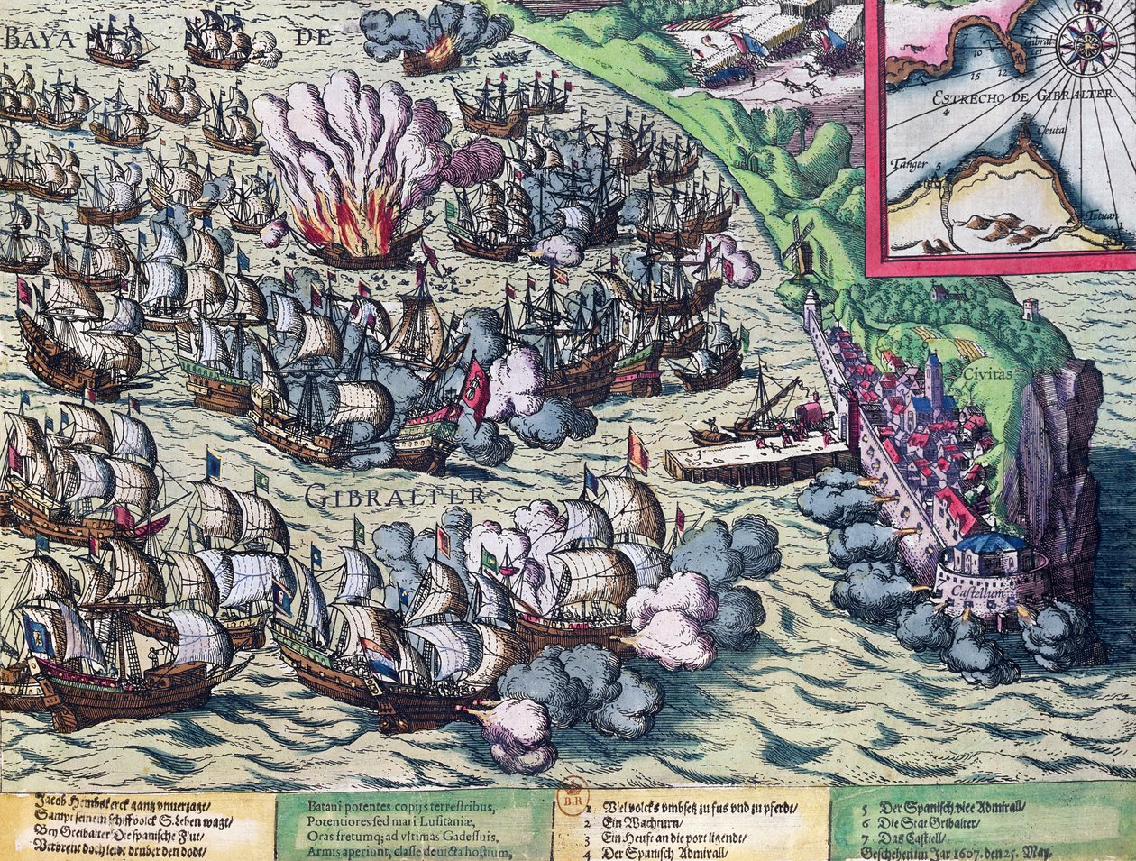 Combat au large de Gibraltar, imprimé le 25 mai 1607 - Franz Hogenberg