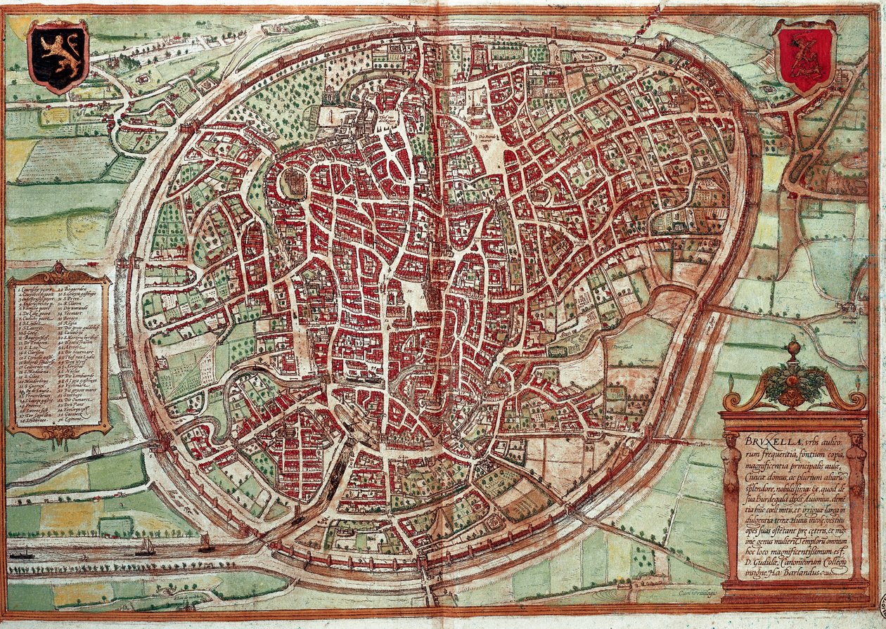 Carte de Bruxelles - Belgique (gravure) - Franz Hogenberg