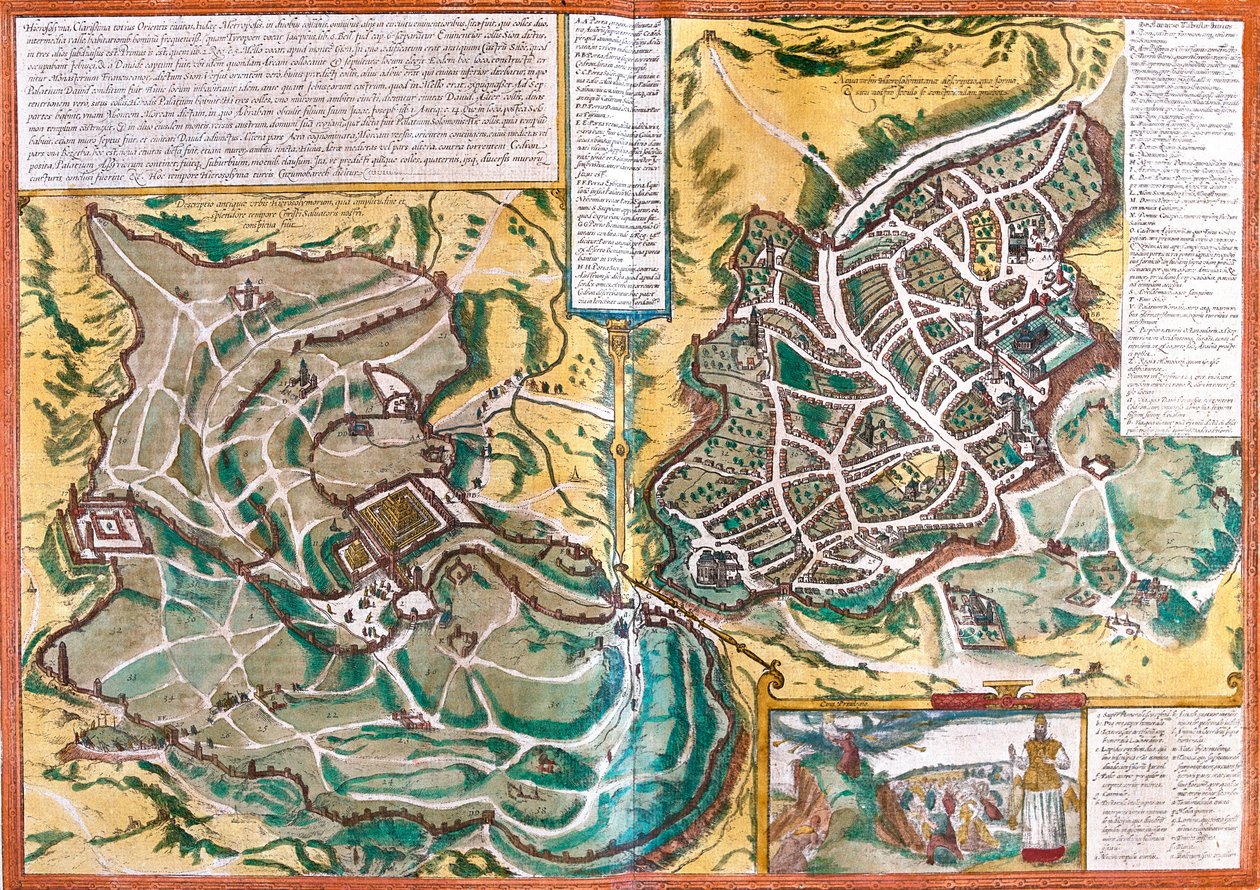 Carte de Jérusalem (Hierosolymorum), Israël - Franz Hogenberg