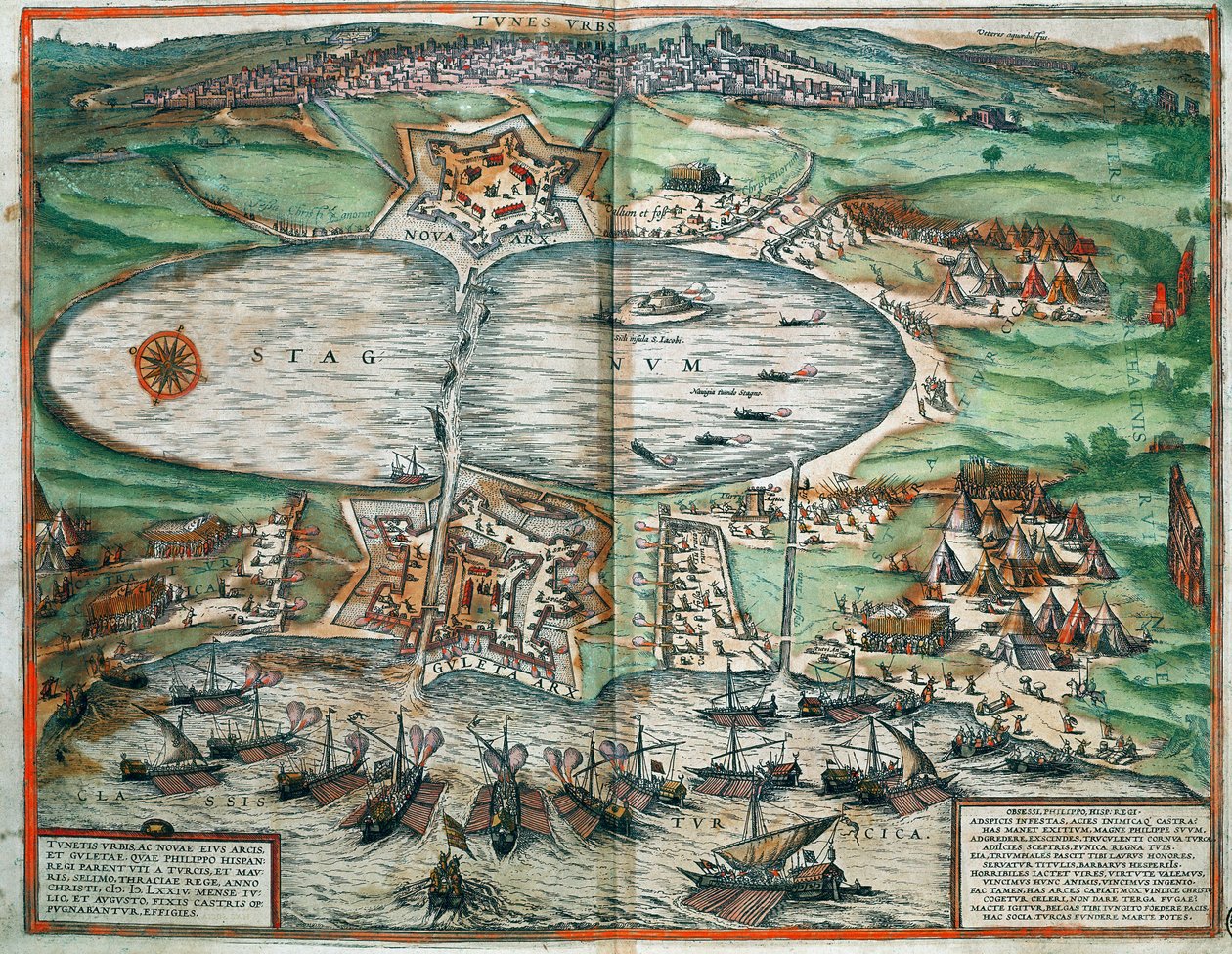 Carte de Tunis, Tunisie - Franz Hogenberg