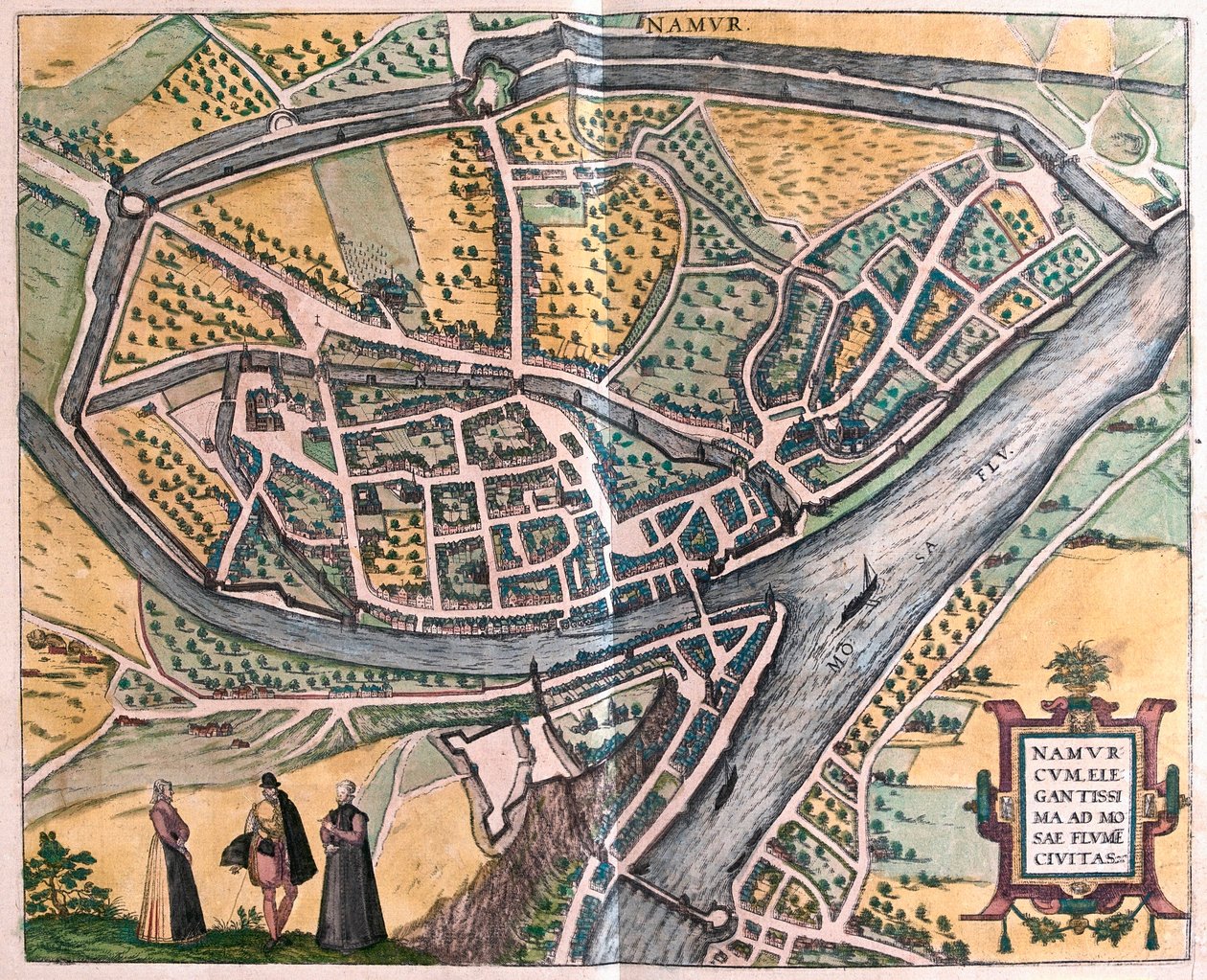 Namur et la Meuse, Belgique (gravure) - Franz Hogenberg