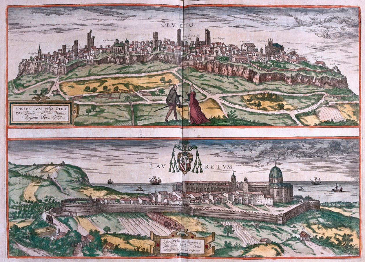Orvieto et Sanctuaire de Lorette, Italie (gravure) - Franz Hogenberg