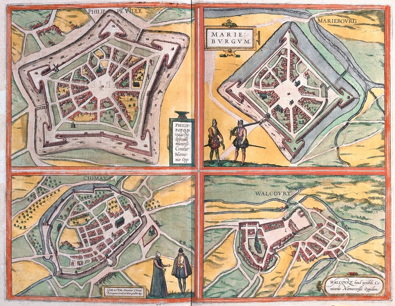 Philippeville, Mariembourg, Chimay et Walcourt, Belgique (gravure) - Franz Hogenberg