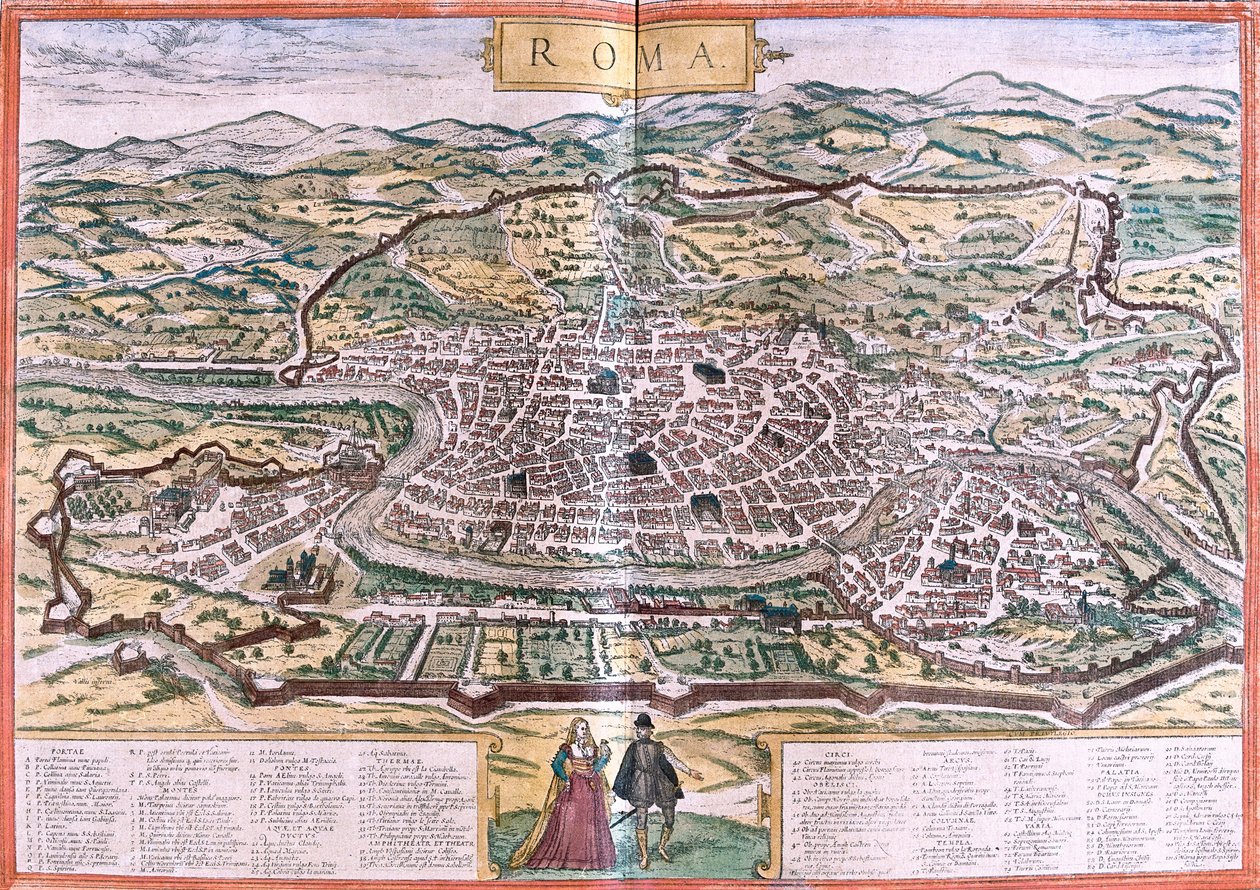 Plan de Rome (Roma), Italie - Franz Hogenberg