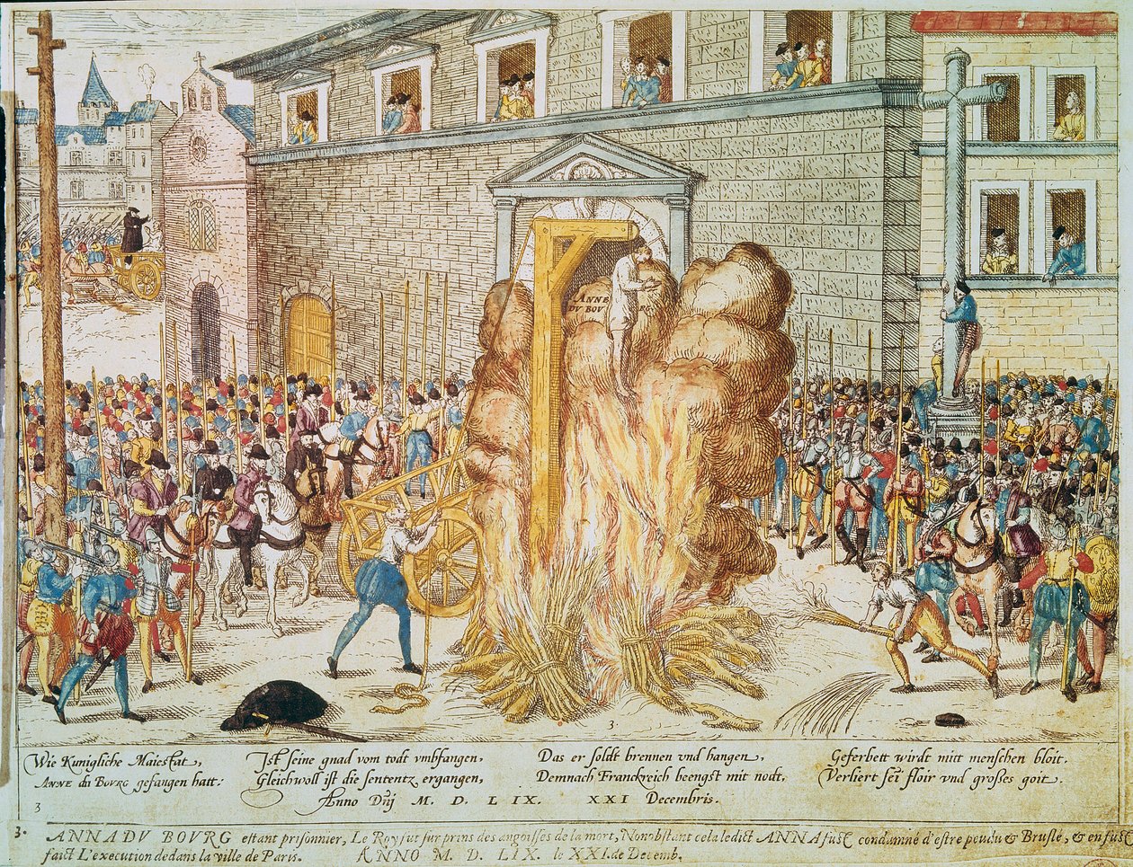 Guerre de religion : exécution du magistrat protestant français Anne du Bourg - Franz Hogenberg
