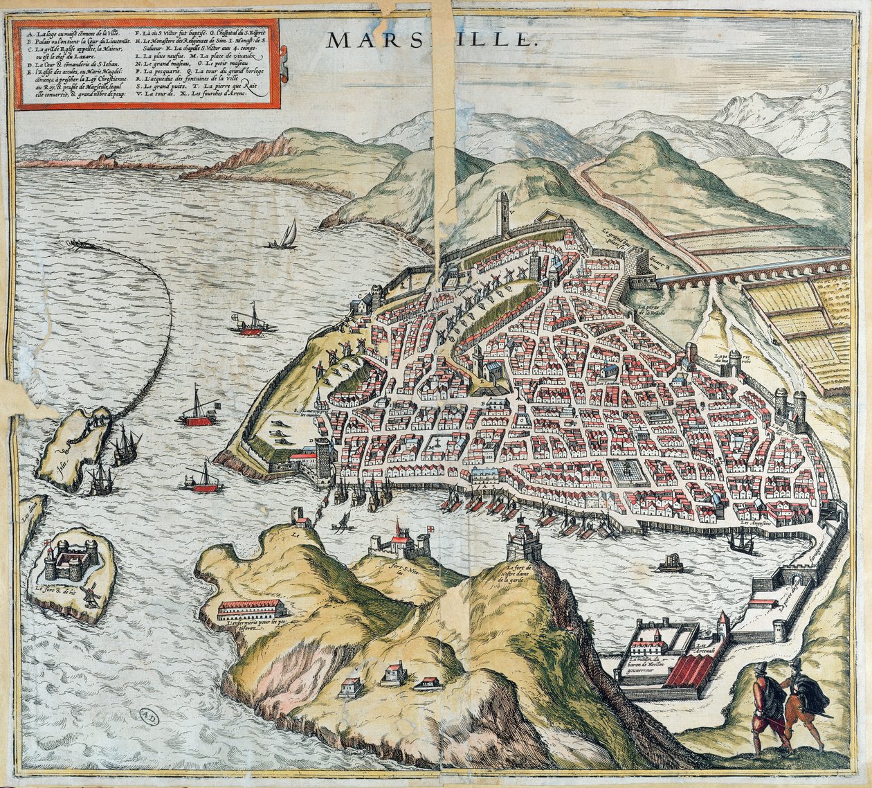 Vue de Marseille au 16ème siècle, montrant l