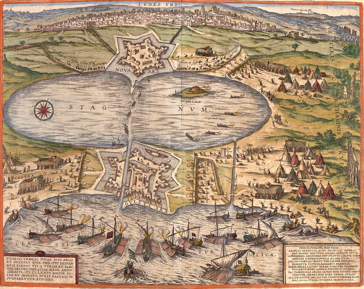 Vue de Tunis, Tunisie, avec la forteresse de Goulette qui contrôle l