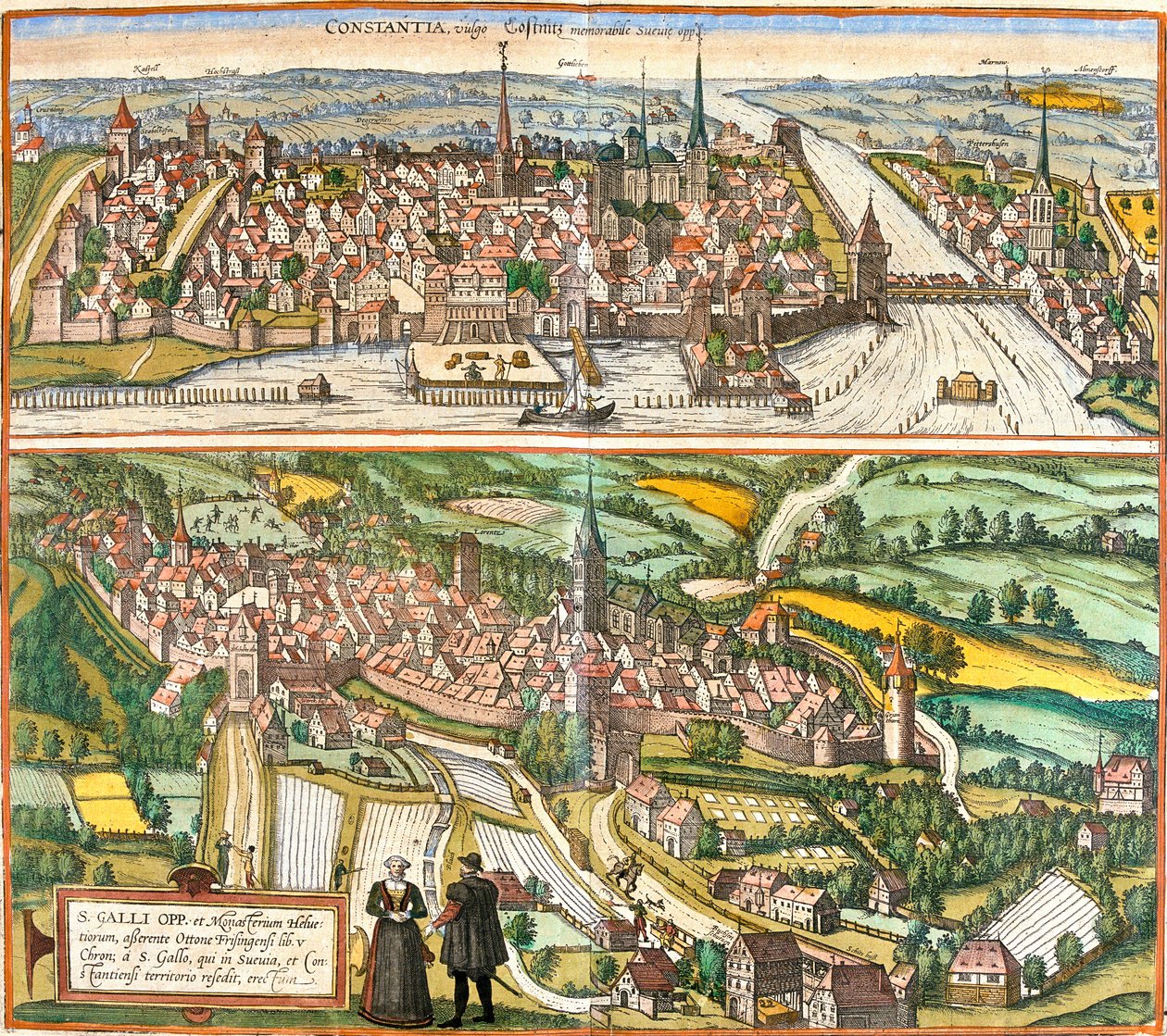Vues de Constance (Contantia), Allemagne et St. Galli (Suisse) - Franz Hogenberg