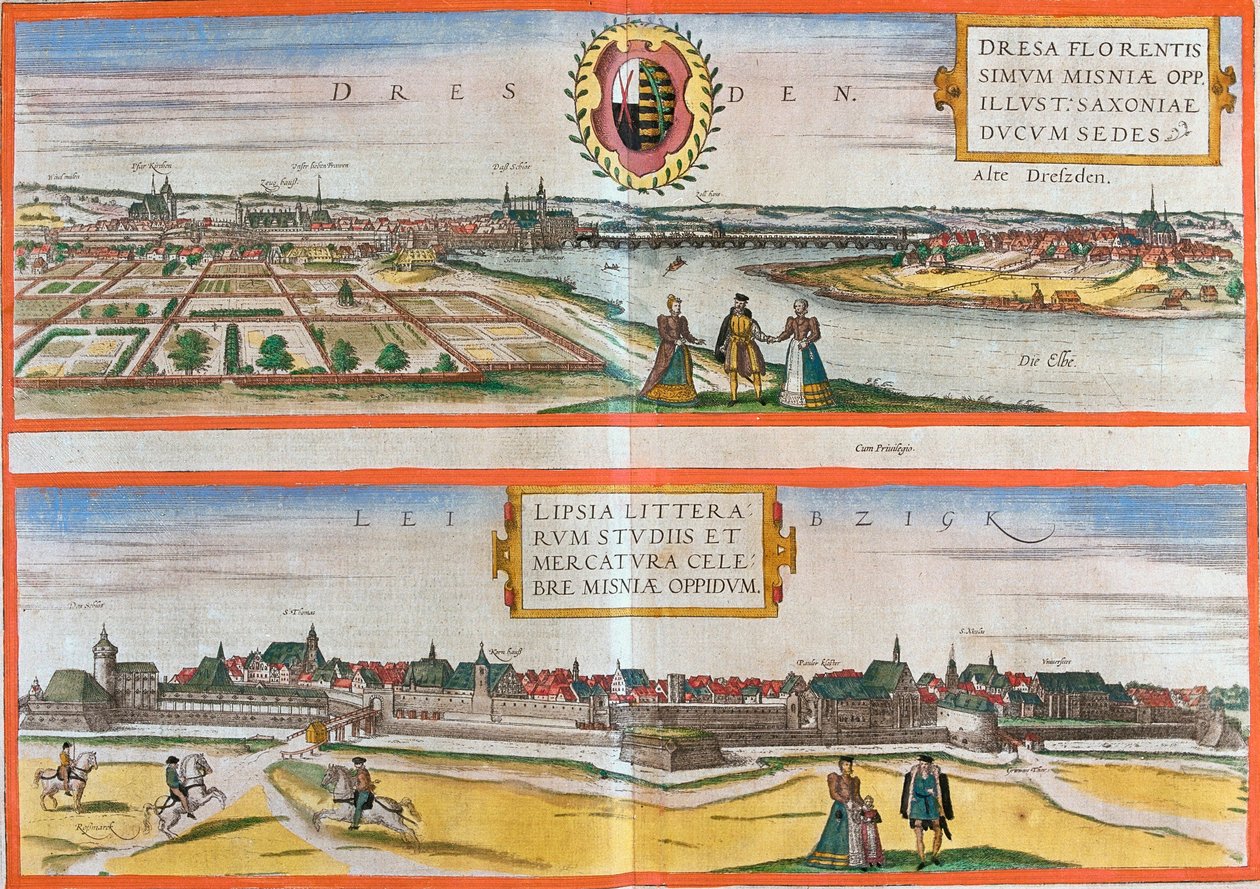 Vues de Dresde et Leipzig, Allemagne - Franz Hogenberg
