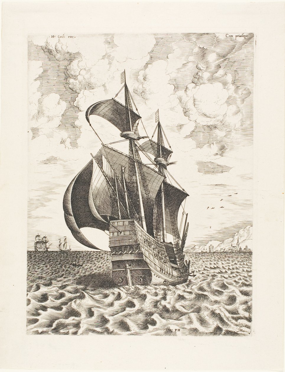 Quatre-mâts armé naviguant vers un port, de Les Navires à Voiles - Franz Huys