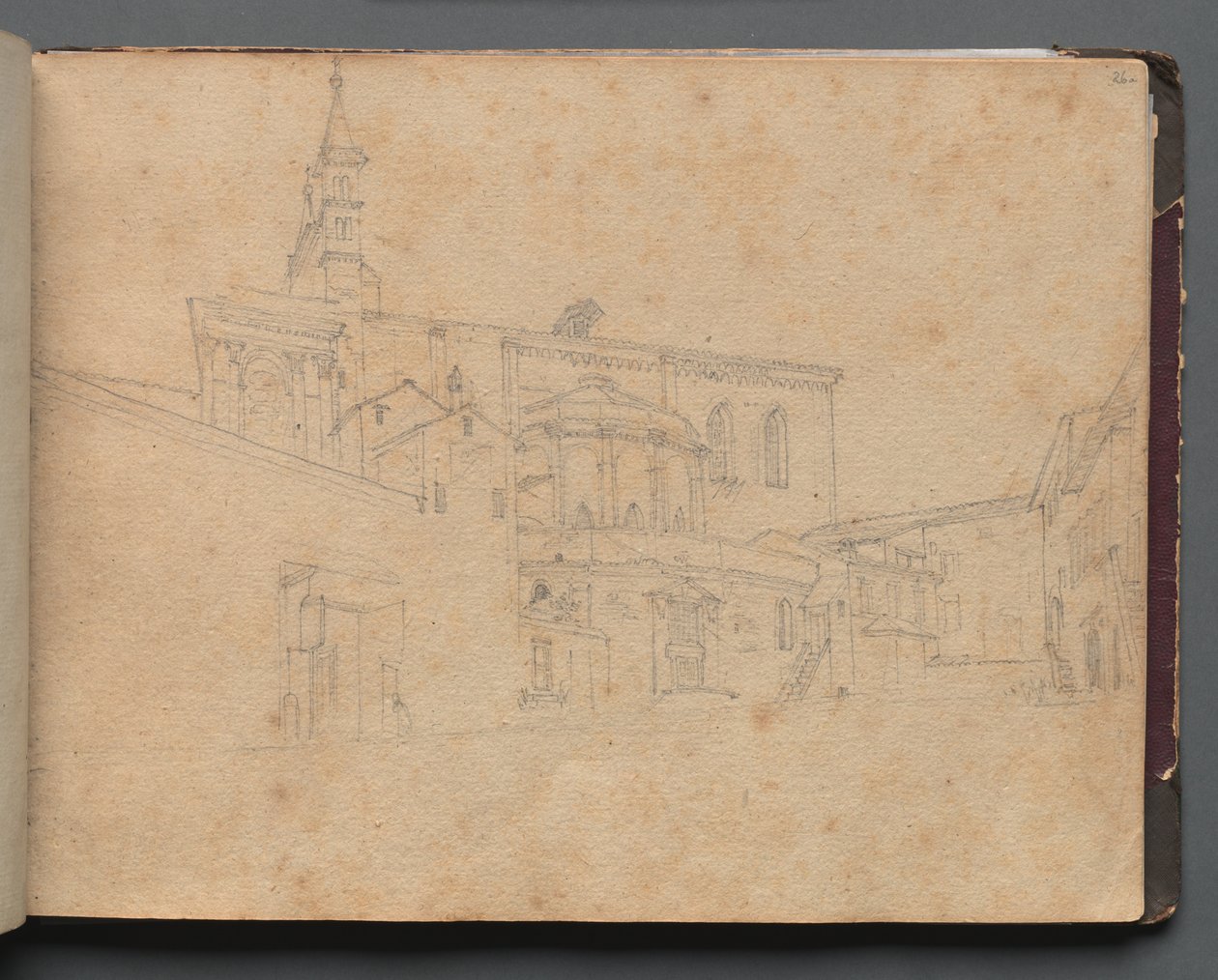 Album avec des vues de Rome et des environs, études de paysage, page 26a : Vue architecturale romaine - Franz Johann Heinrich Nadorp