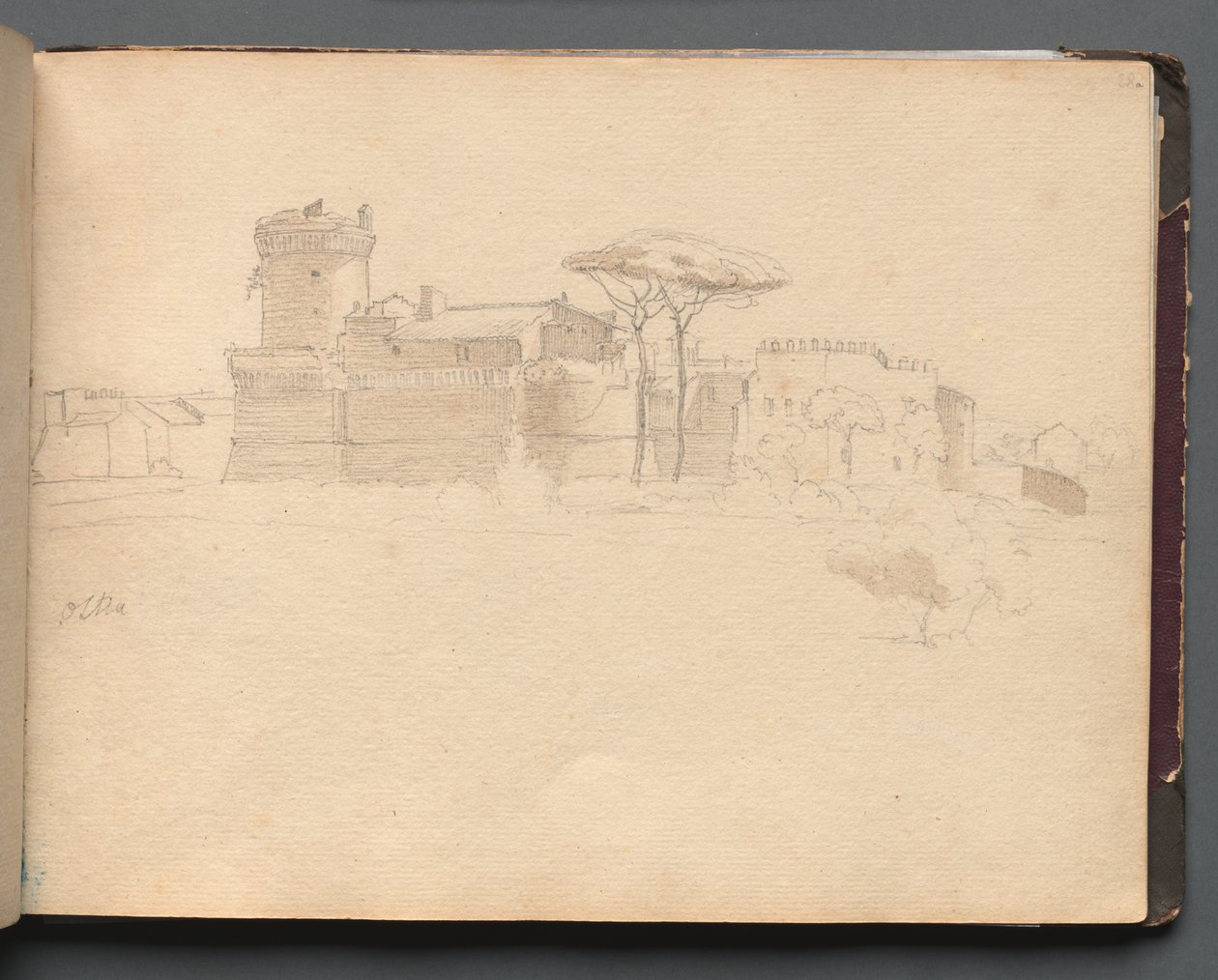 Album avec des vues de Rome et des environs, études de paysage, page 28a : "Ostia" - Franz Johann Heinrich Nadorp
