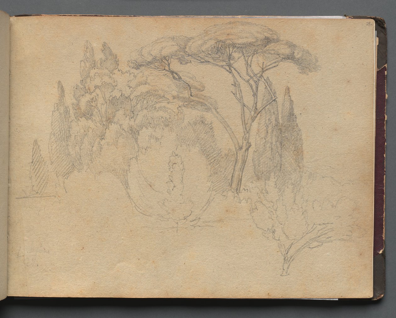 Album avec vues de Rome et des environs, études de paysages, page 29a : Étude de paysage - Franz Johann Heinrich Nadorp