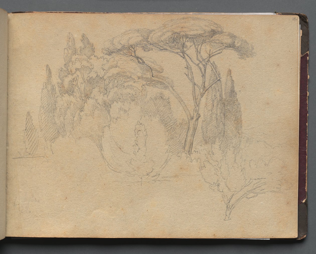 Album avec des vues de Rome et des environs, études de paysage, page 29a : Étude de paysage - Franz Johann Heinrich Nadorp