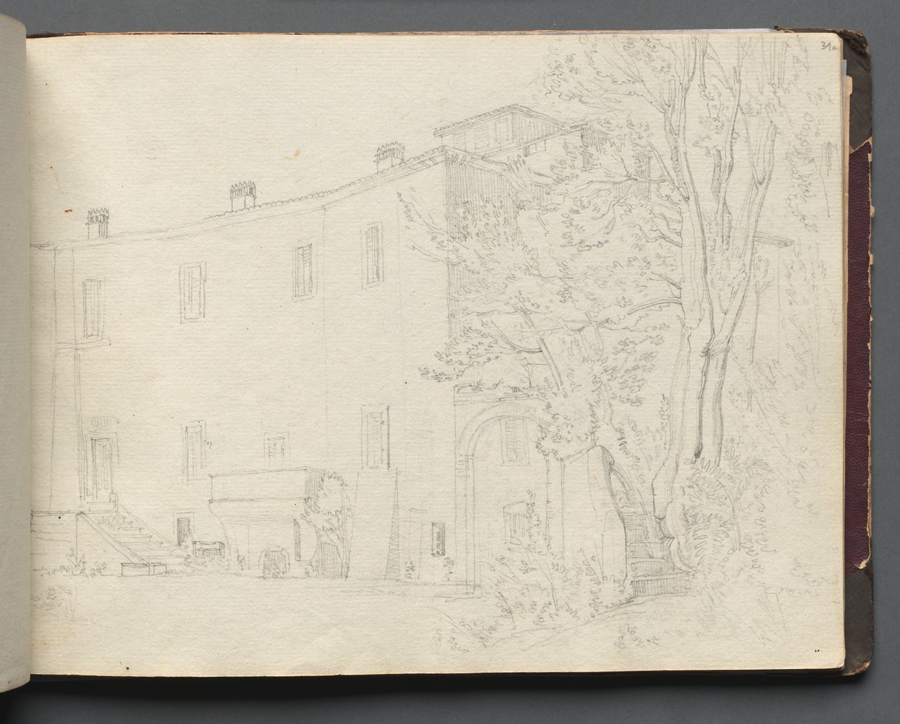 Album avec vues de Rome et des environs, études de paysages, page 31a : Étude architecturale romaine - Franz Johann Heinrich Nadorp
