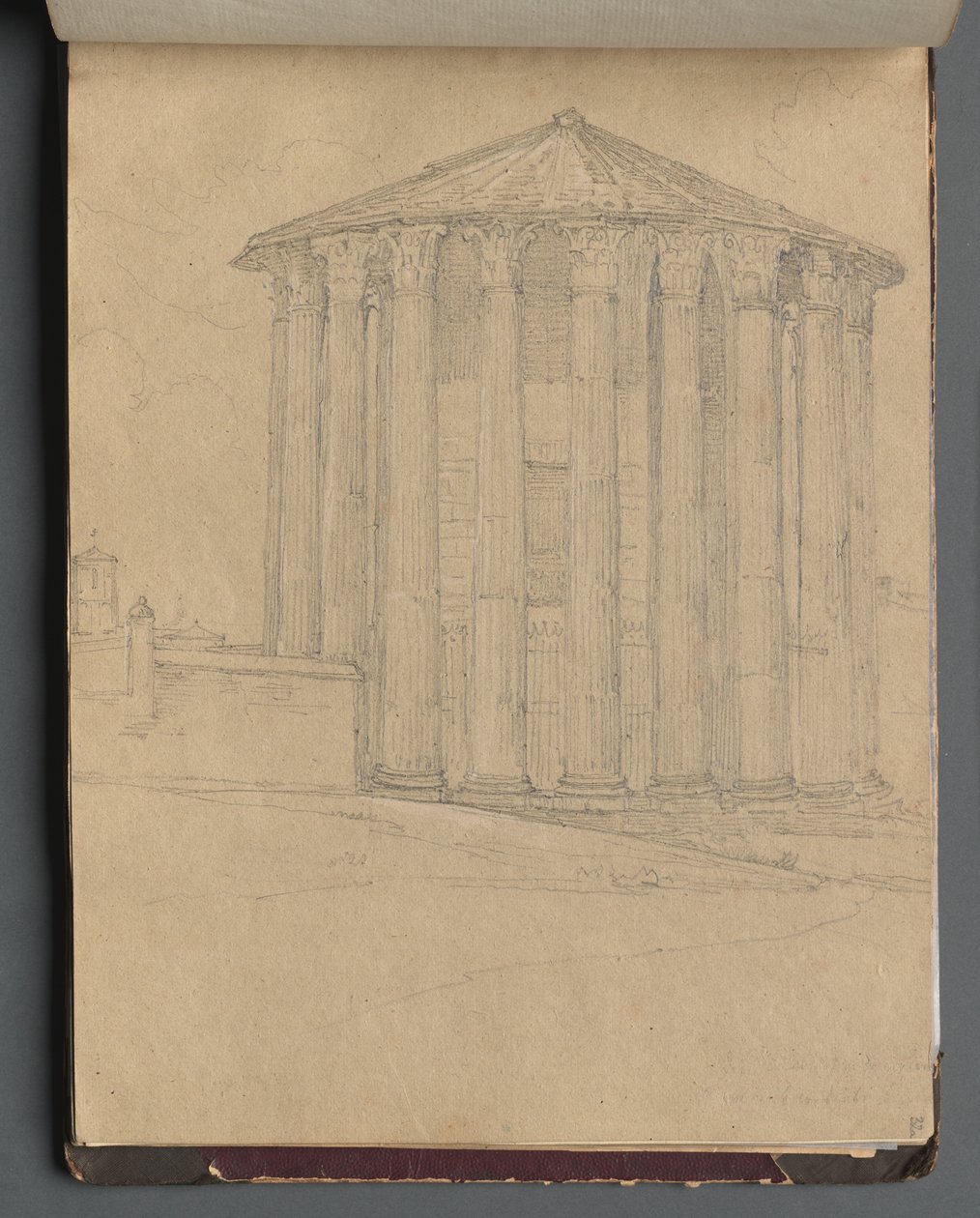 Album avec des vues de Rome et des environs, études de paysages, page 32a : Temple romain - Franz Johann Heinrich Nadorp