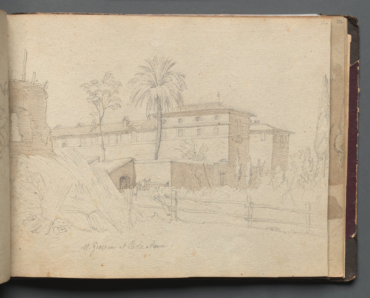 Album avec vues de Rome et des environs, études de paysages, page 38a : St. Giovanni e Paolo - Franz Johann Heinrich Nadorp