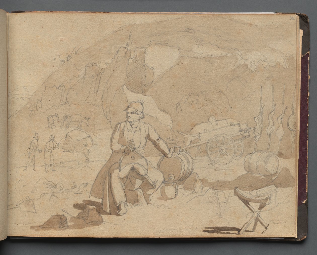 Album avec vues de Rome et des environs, études de paysage, page 39a : Figure dans un paysage - Franz Johann Heinrich Nadorp