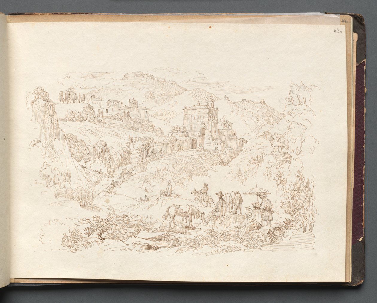 Album avec vues de Rome et des environs, études de paysages, page 43a : Paysage romain - Franz Johann Heinrich Nadorp