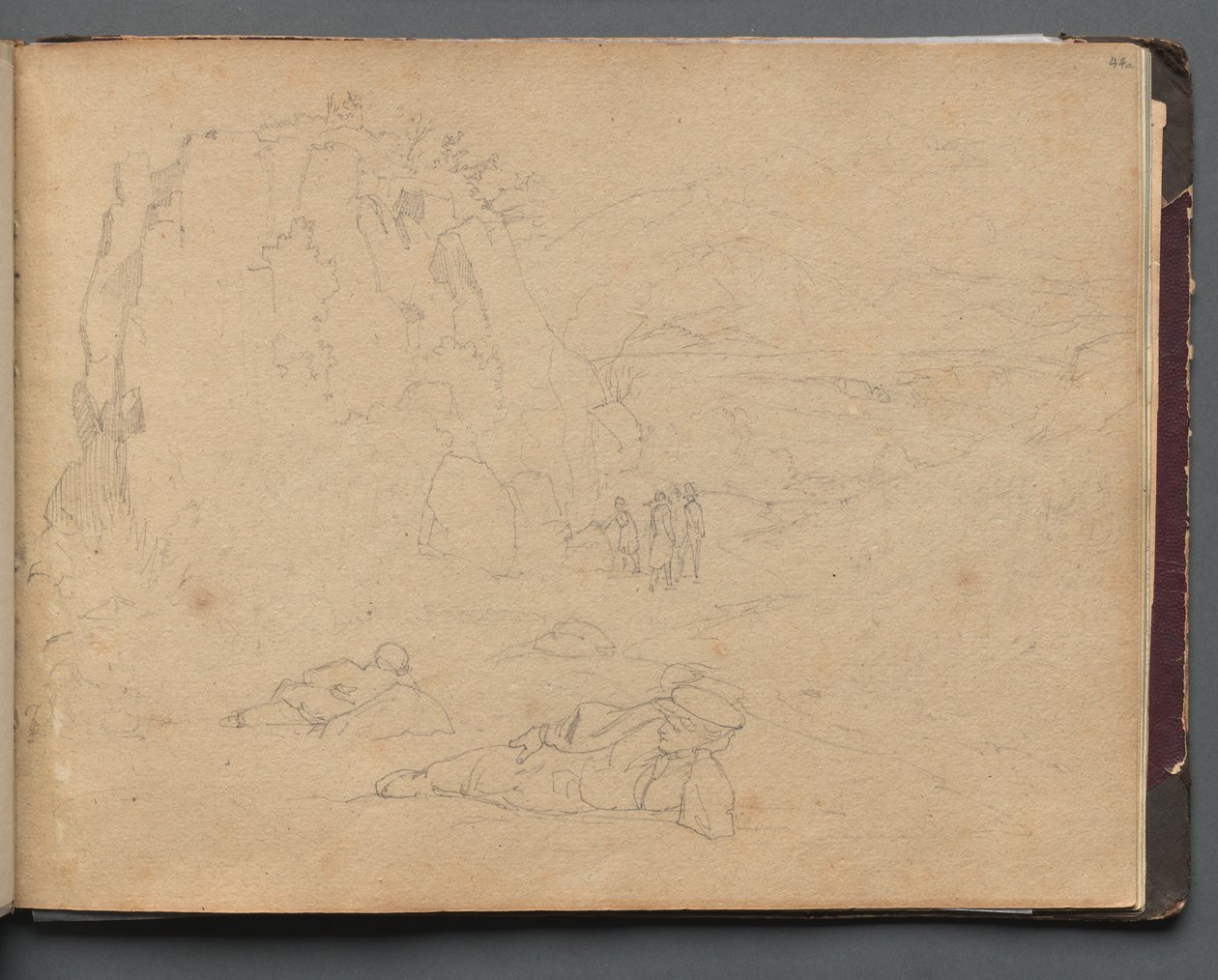 Album avec vues de Rome et des environs, études de paysages, page 44a : Figures dans un paysage - Franz Johann Heinrich Nadorp