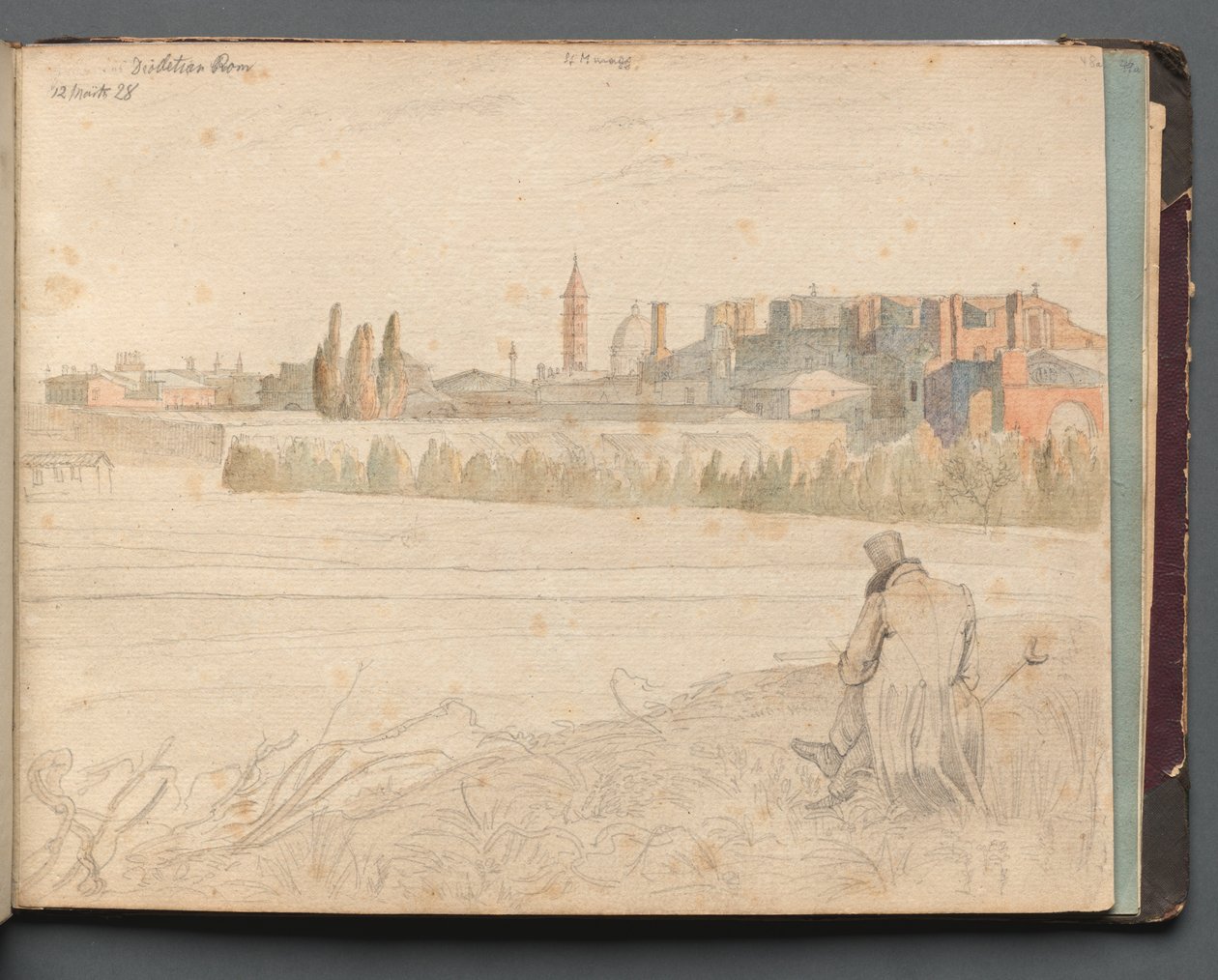 Album avec vues de Rome et des environs, études de paysage, page 48a : Vue panoramique de Rome - Franz Johann Heinrich Nadorp