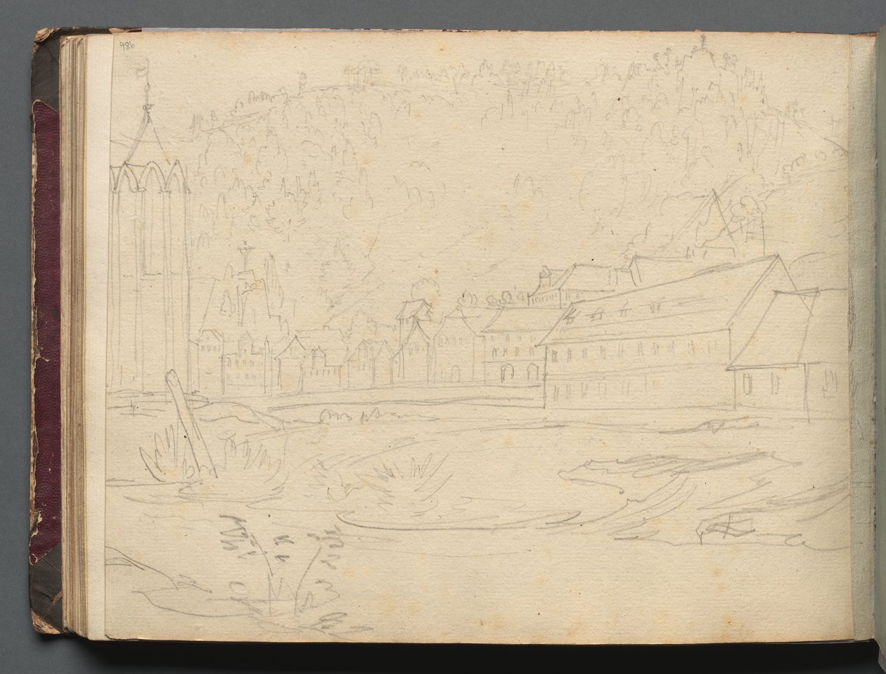 Album avec vues de Rome et des environs, études de paysages, page 48b : Paysage romain - Franz Johann Heinrich Nadorp