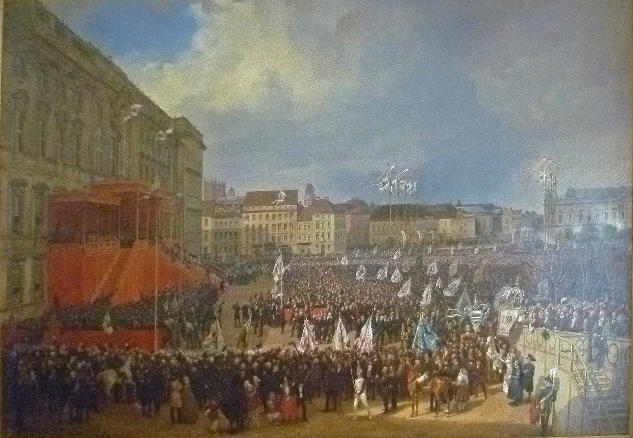 Hommage à Friedrich Wilhelm IV devant le palais municipal de Berlin - Franz Krüger