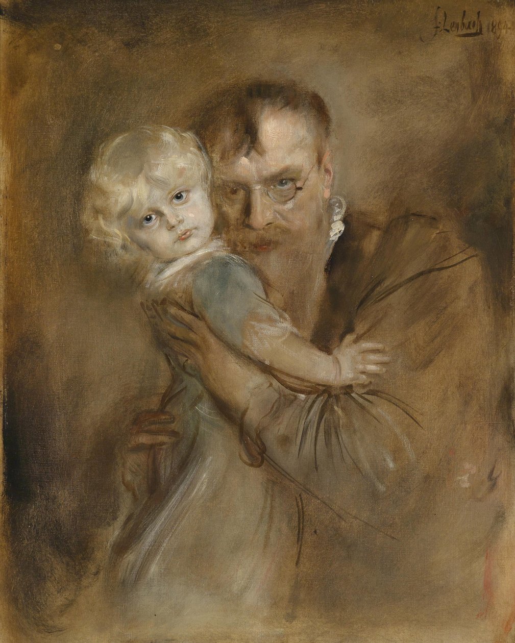 Autoportrait avec fille Marion - Franz von Lenbach