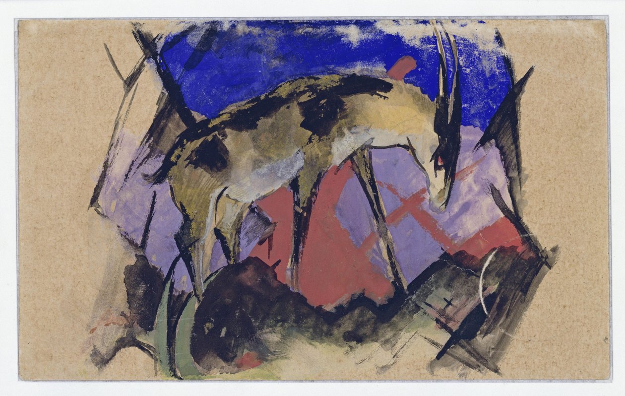 Antilope (auch: Steinbock) (Postkarte an Else Lasker-Schüler) - Franz Marc
