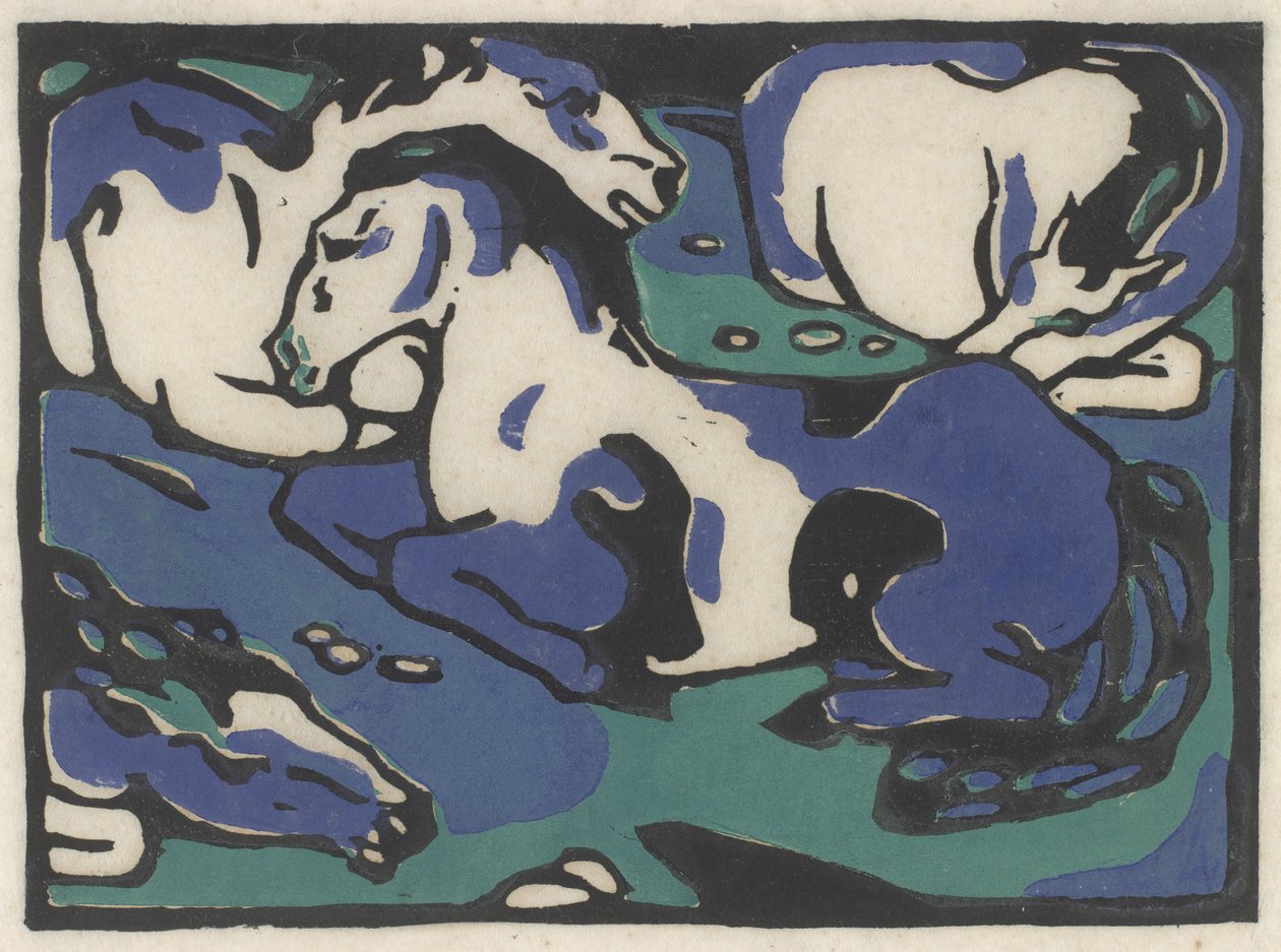 Ruhende Pferde (Chevaux au repos), 1911-1912, imprimé en 1916 - Franz Marc