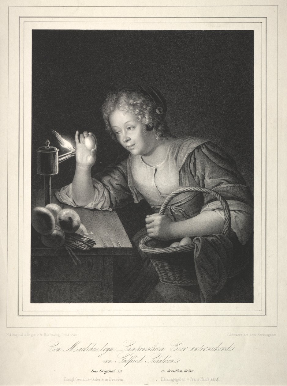 Fille examinant des œufs - Franz Seraph Hanfstaengl