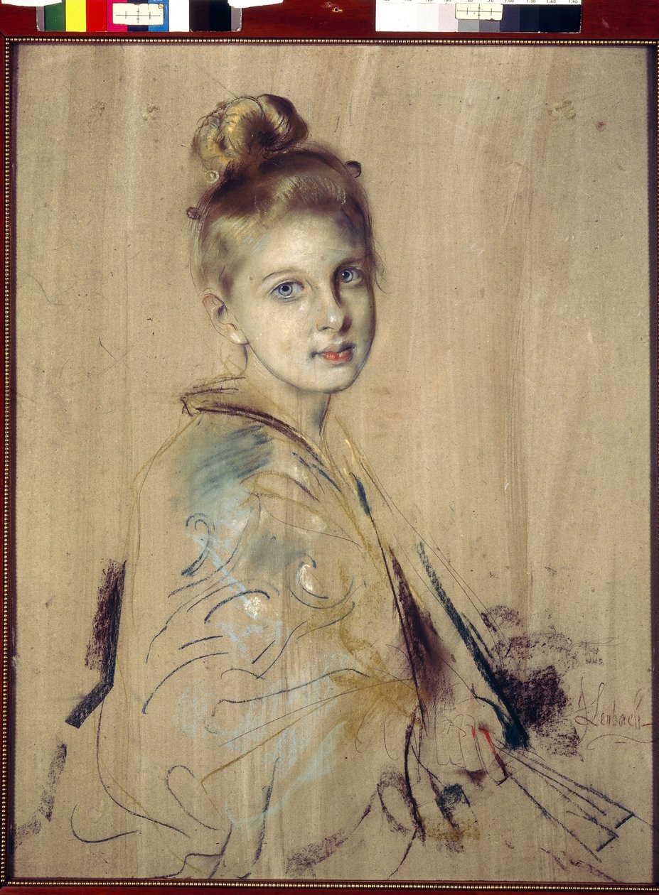 Jeune fille avec un éventail - Franz Seraph von Lenbach