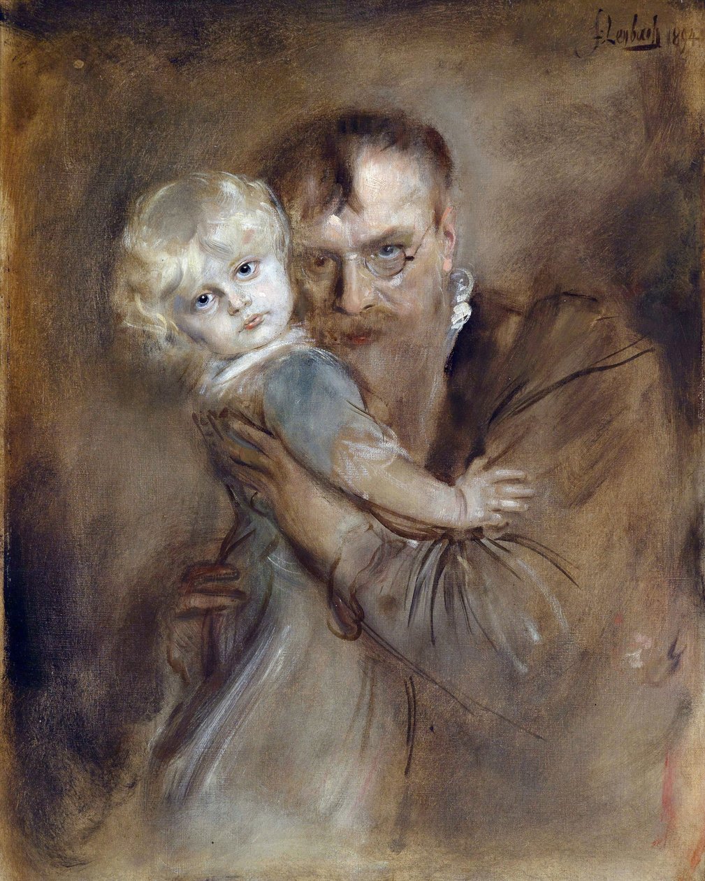 Autoportrait avec fille Marion - Franz Seraph von Lenbach