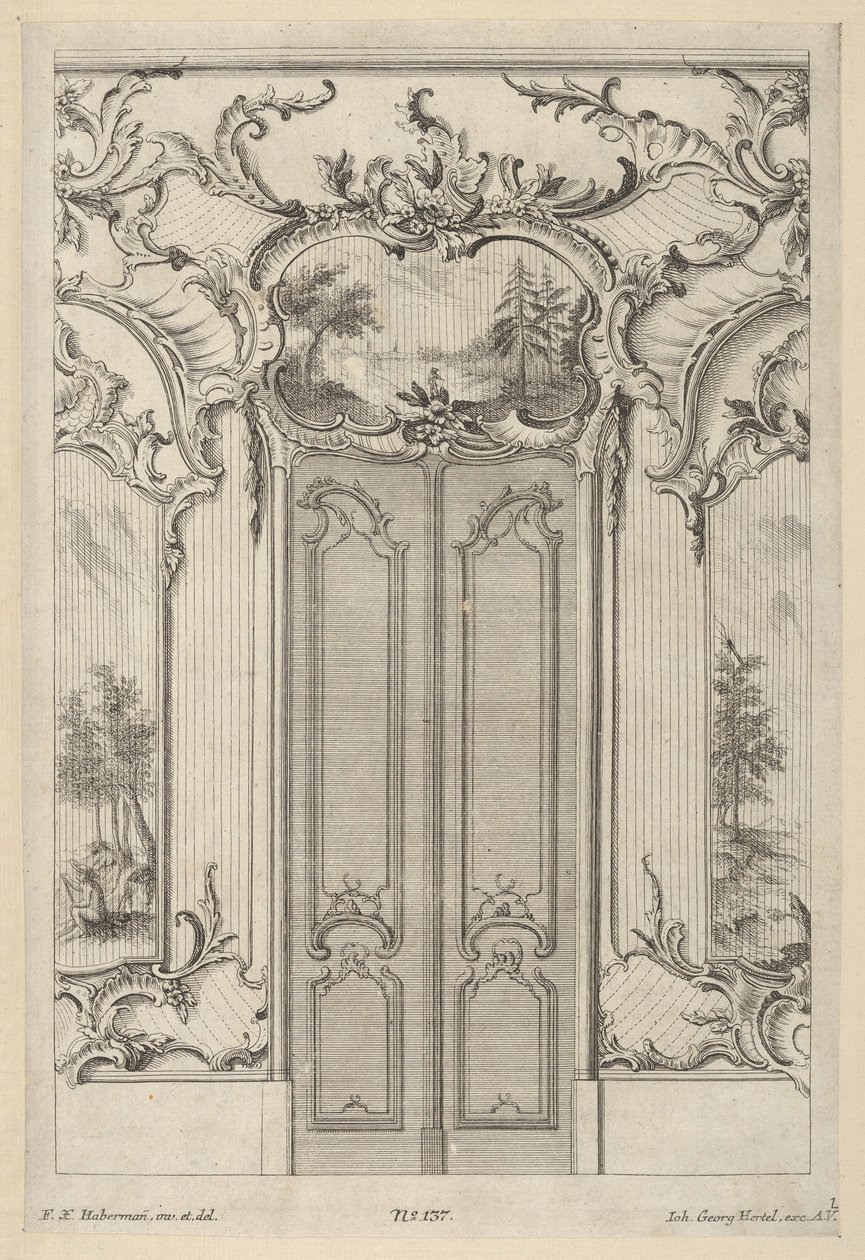 Élévation murale avec une double porte, de 
