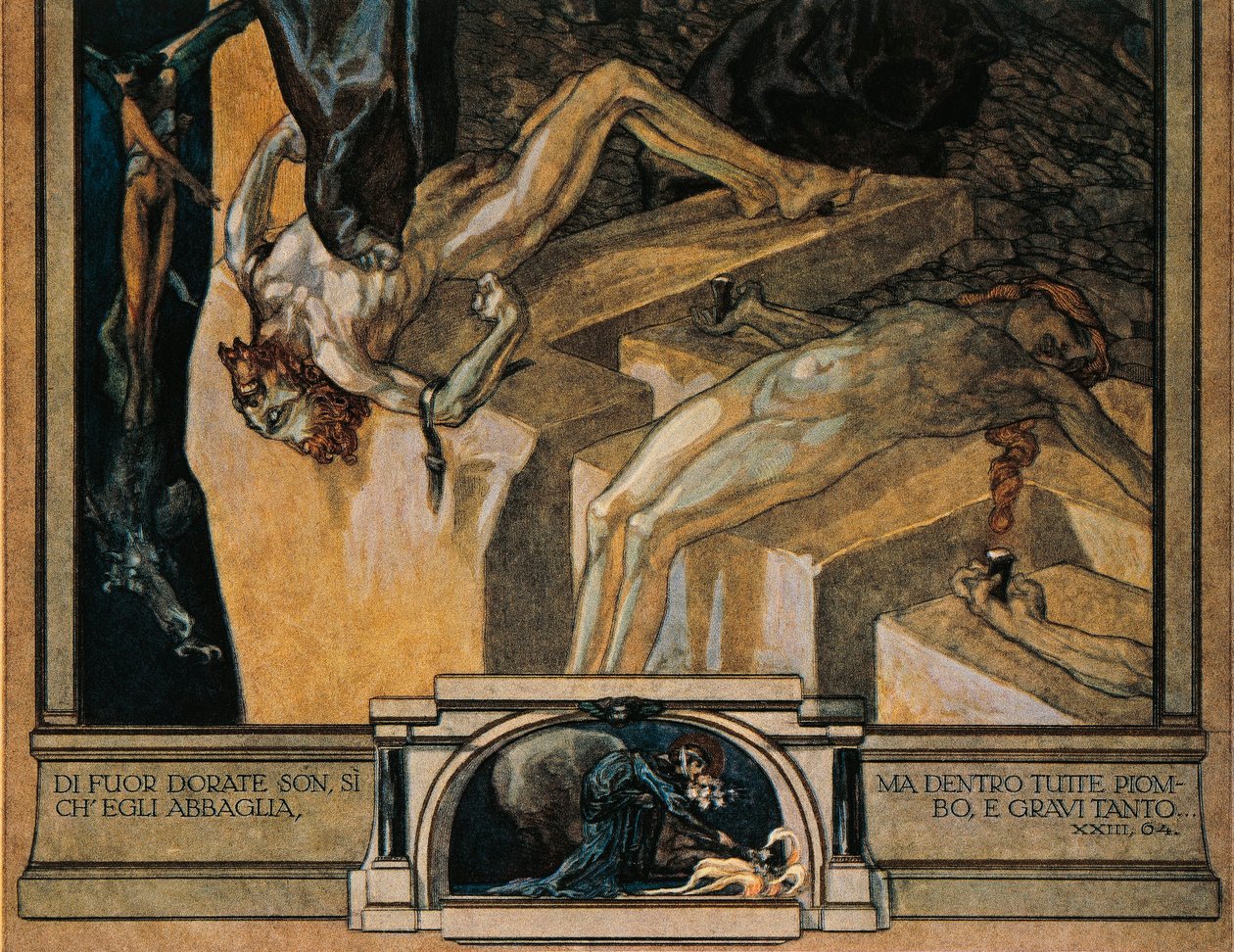 Illustration de la Divine Comédie de Dante Alighieri (Enfer, Chant XXII) par Franz von Bayros (détail) - Franz von Bayros (1866 1924)