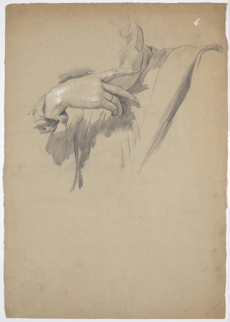 Etude de détail pour le tableau "Leonardo joue aux échecs avec sa muse". - Franz von Matsch
