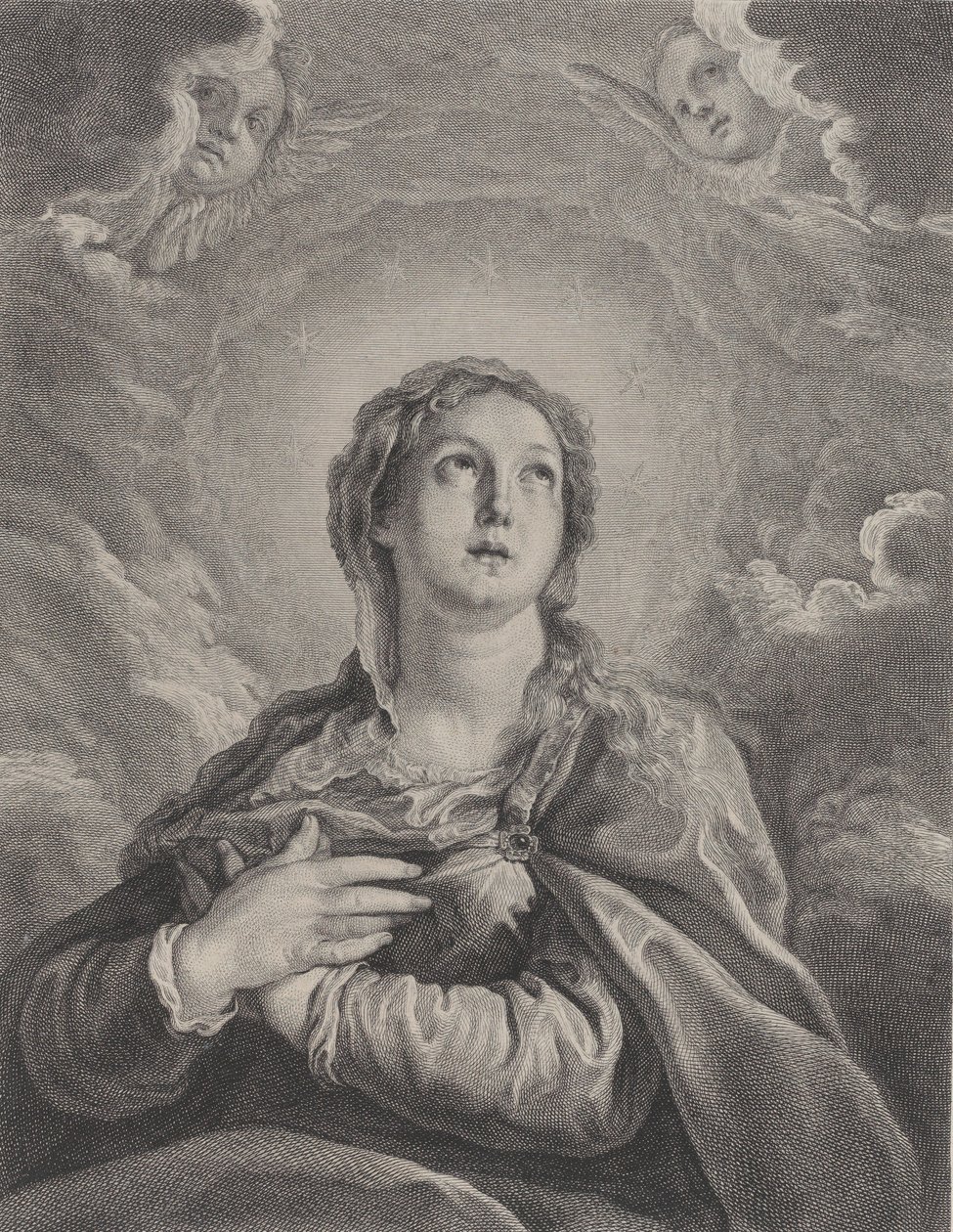 La Vierge, mains croisées sur la poitrine, regardant vers le haut, 1729-1740 - Frédéric Horthemels