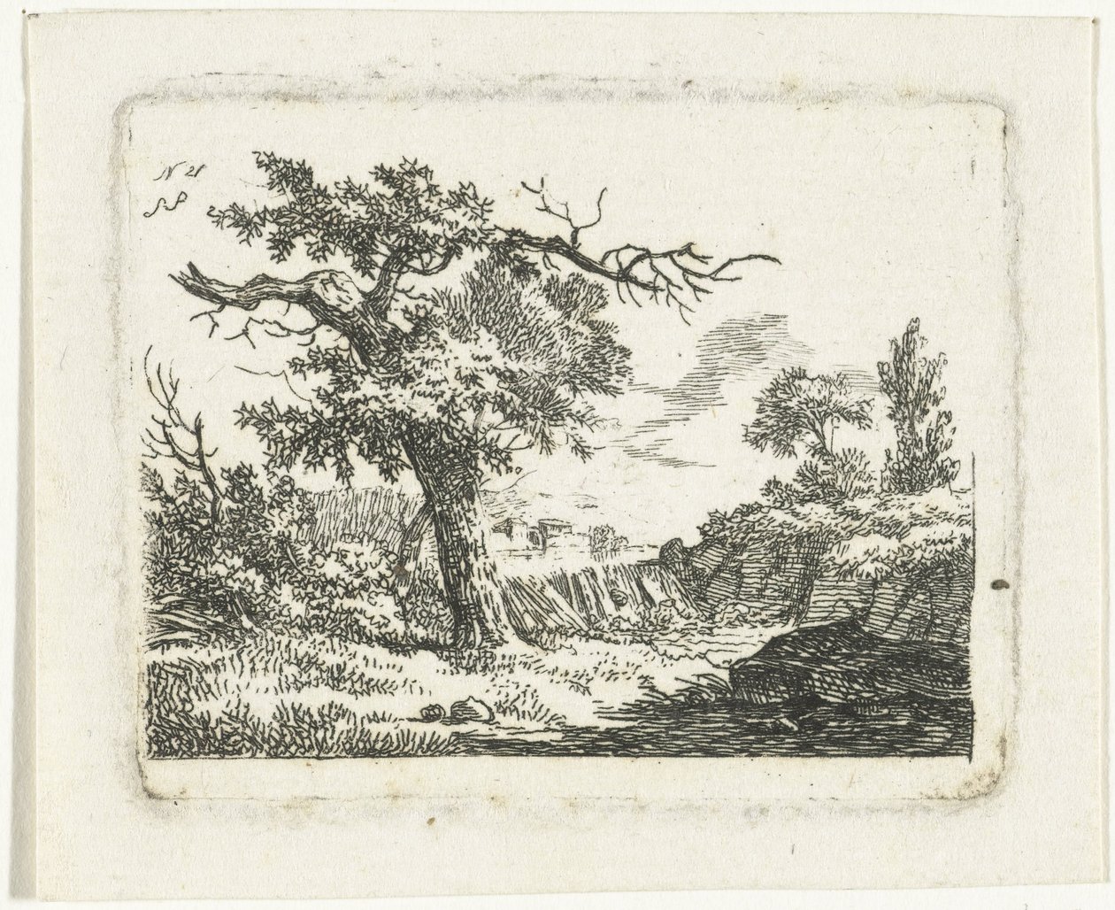 Paysage avec arbre aux deux branches mortes - Frédéric Théodore Faber