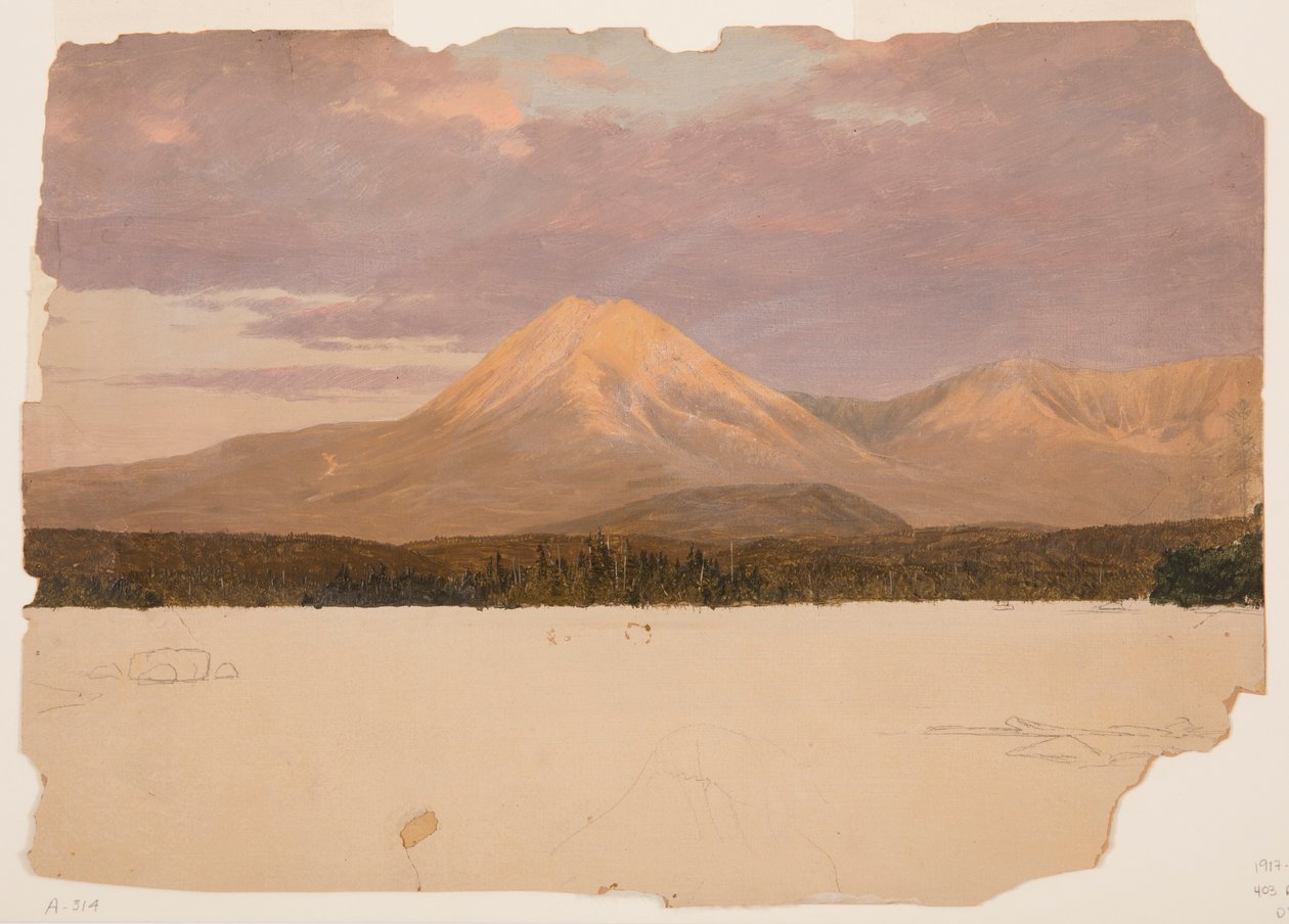Dessin, Mt. Katahdin depuis le lac Katahdin, 1878 - Frederic Edwin Church