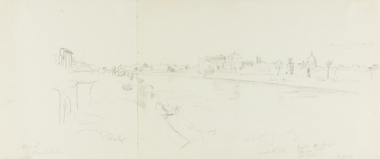 Dessin. Croquis de Rome. A. Saint-Pierre et la place du Vatican vus du nord-est. B, C. ... - Frederic Edwin Church
