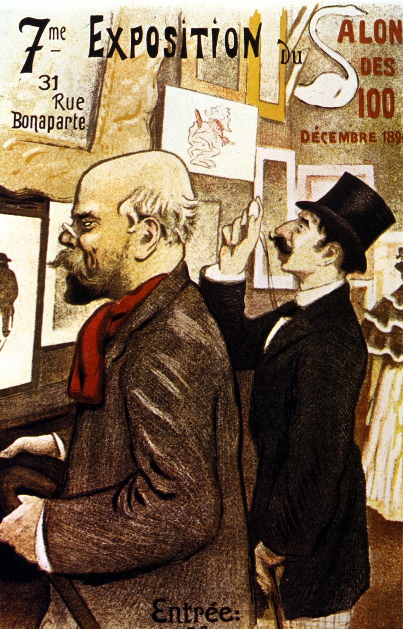Affiche de la 7e Exposition du Salon des 100. Décembre 1894. Paul Verlaine - Frederic Auguste Cazals