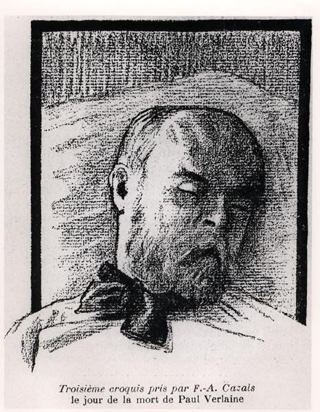 Croquis de Paul Verlaine sur son lit de mort, de 